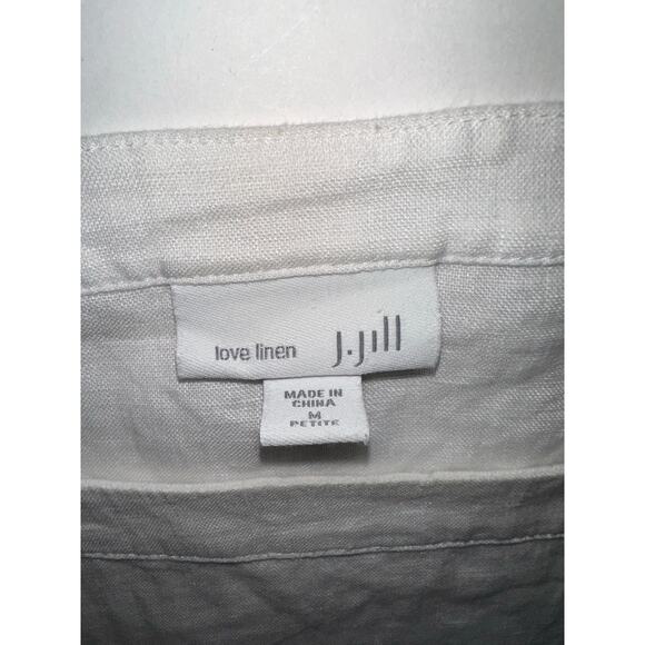 J.Jill Women’s Size Medium Petite Blue White Linen Colorblock Tunic Top Casual - Picture 7 of 8